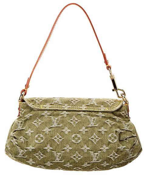 louis vuitton pleaty pm shoulder bag in green monogram denim|louis vuitton denim bag.